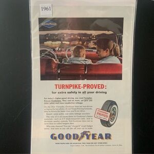 Vintage 1961 Goodyear Tires Extra Safety In All Your Driving Ad Advertisement